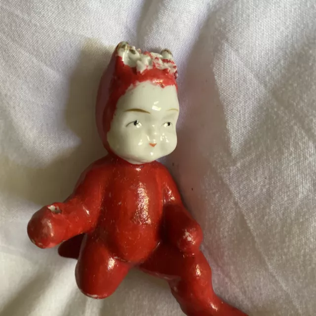 Rare Vintage Little Boy Red Devil Miniature Figurine Japan 1950’s