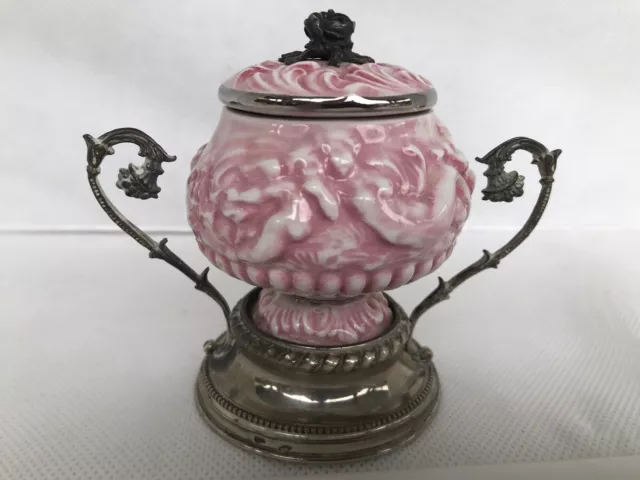 Keramis R Capodimonte 800 Sterling Pink Cherub Porcelain Vase Urn