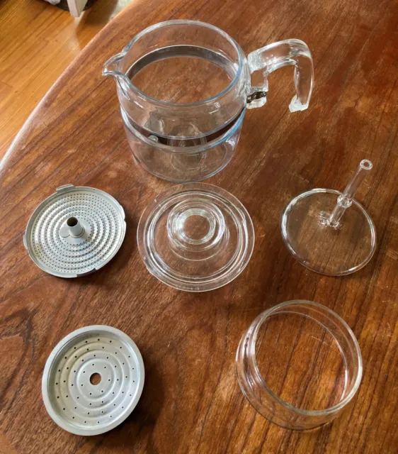 Vintage Pyrex Coffee Pot Glass Percolator Flameware 4 Cup 