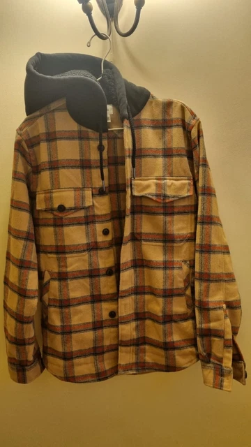 Mens River Island Hooded Checked Fleeced Jacket