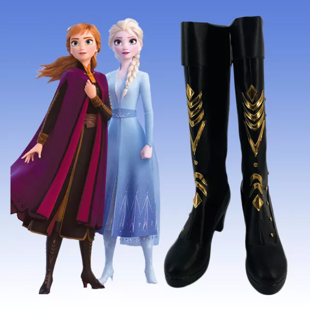 Frozen 2 Princess Anna Boots Shoes Cosplay Costume Shoes Halloween Party Prop PU