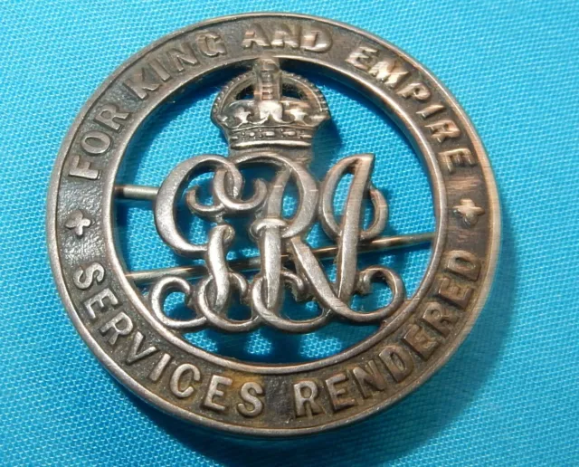 WW1 KING & EMPIRE WOUND BADGE SERVICES RENDERED No 10634 WORLD WAR I MILITARY