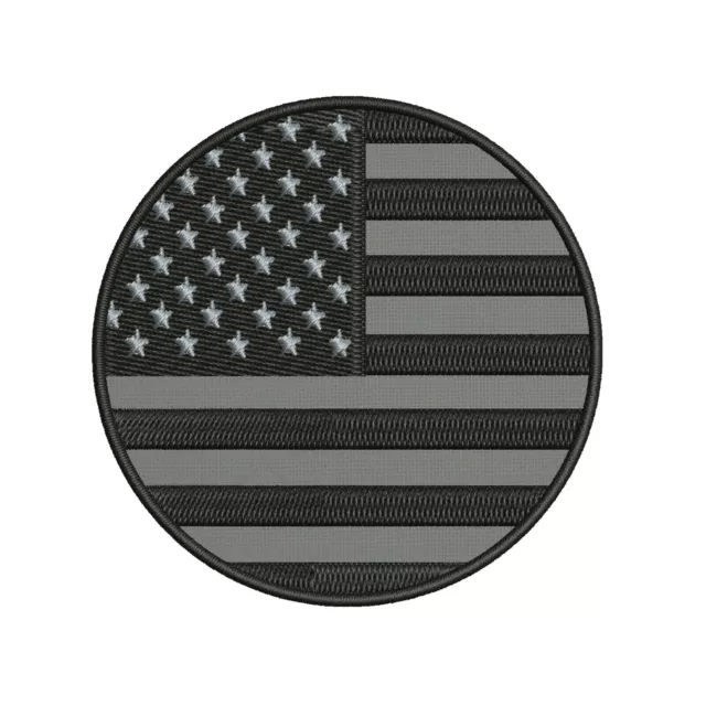 USA American Flag Black Grey Patch Embroidered Iron-on Applique US Military