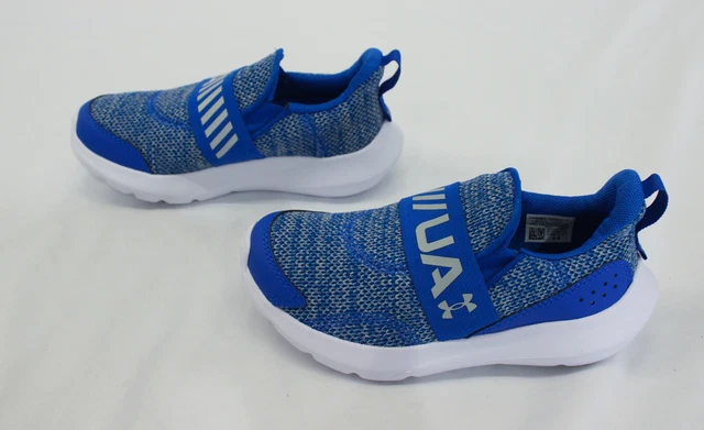 Under Armour Boys' UA Surge 3 Slip Running Shoes LV5 Blue/White Size US:13.5K