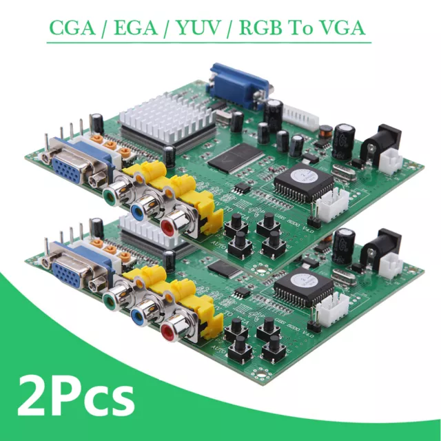 2 Packs Arcade Game RGB/CGA/EGA/YUV to VGA Video Converter HD f/CRT Monitor R7Z0