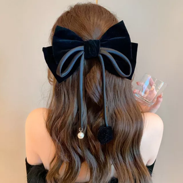 Velvet Tulip Flower Large Hair Clip Bow Knot Velvet Bow