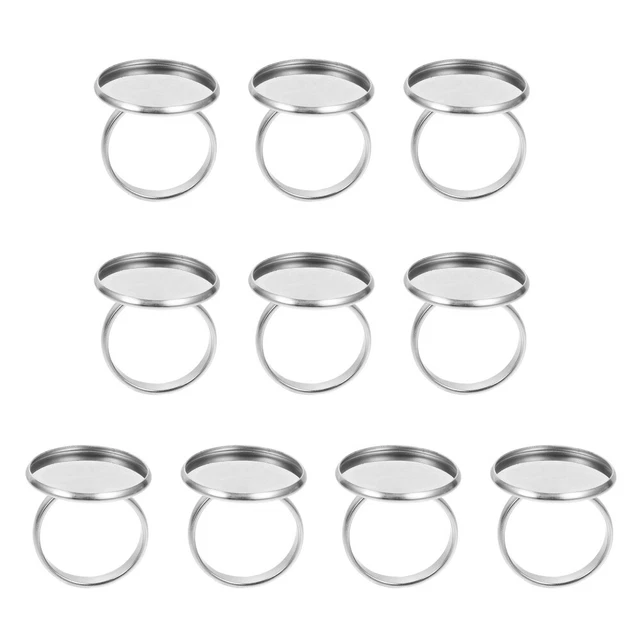 10 kits de fabricación de anillos ajustables con soporte de acero inoxidable