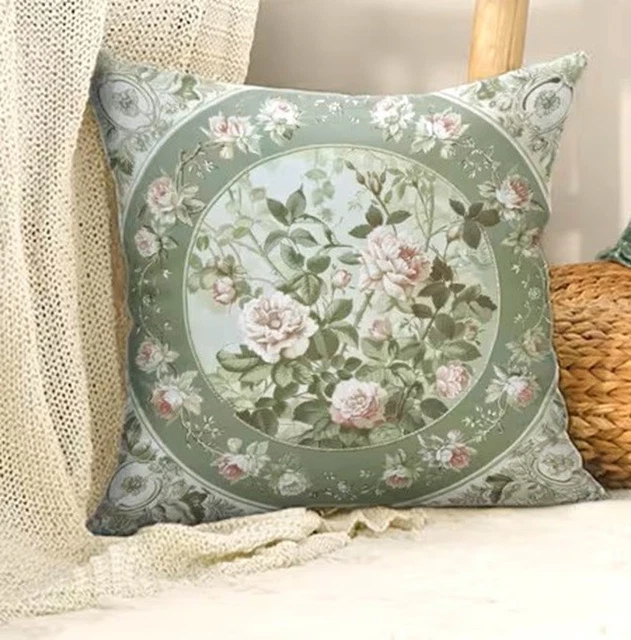 Grand Coussin Shabby Chic – Patchwork Rose Pastel – Coton – NEUF