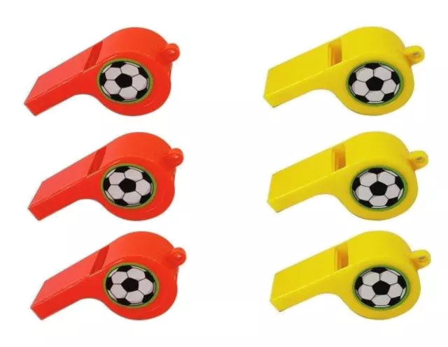6 Plastic Football Whistles - Pinata Toy Loot/Party Bag Fillers Childrens/Kids