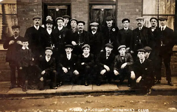 Group Of Miners From The Frickley Colliery Workmans Club Circa 1910 Old Photo