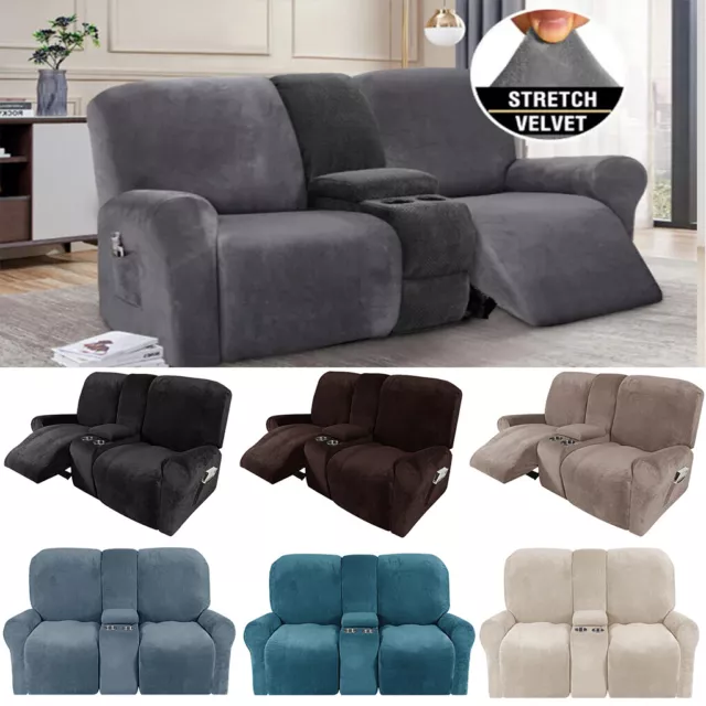 Velvet Stretch Recliner Couch Covers Seat Slipcover Recliner Sofa for 2Seat Form