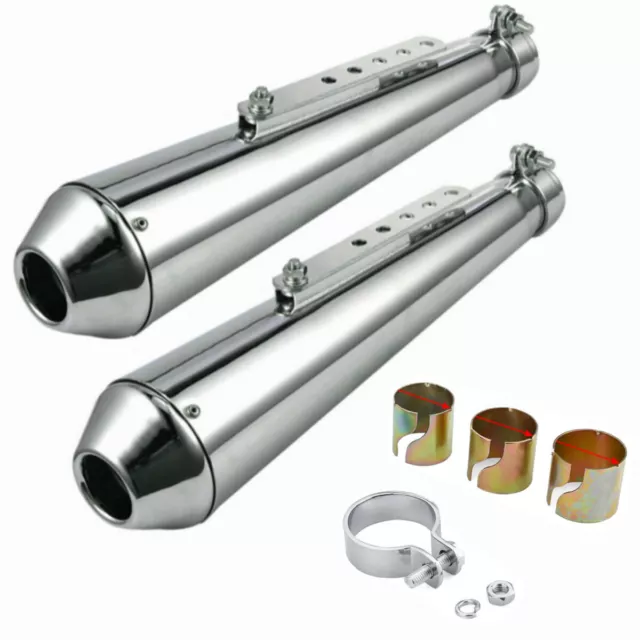 2pcs Universal Motorcycle Exhaust Muffler Pipe Removable Silencers Cafe Racer