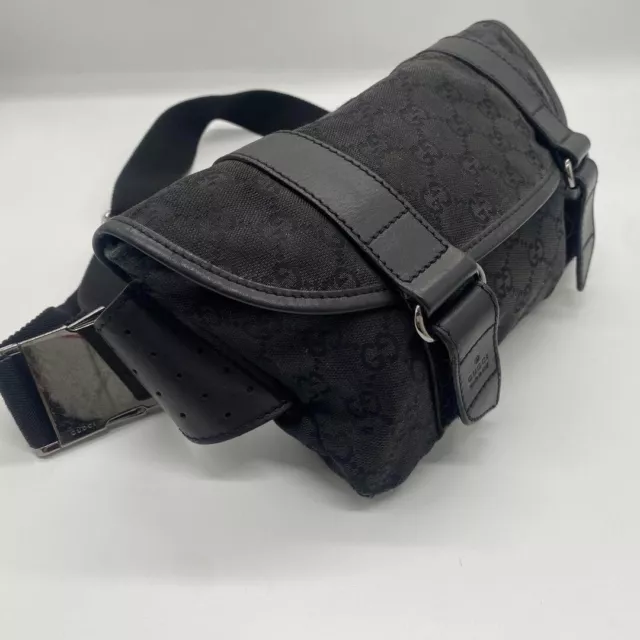 Gucci Black Monogram GG Bum Bag Belt Pouch Waist Pack 691gks319