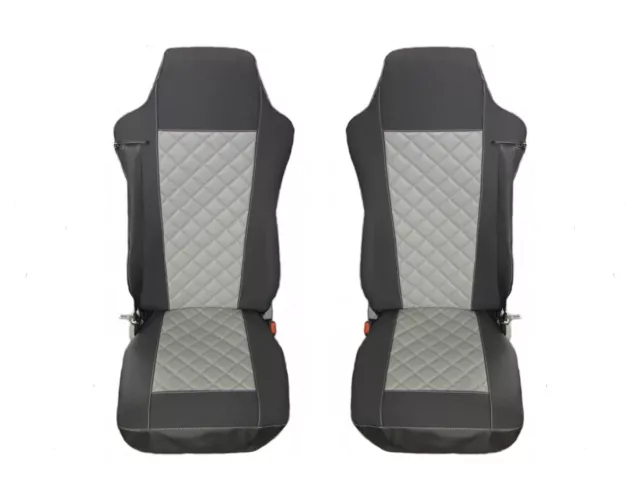 DESIGNED TO FIT Mercedes Actros MP4 MP5 2014+ Truck Seat Covers GREY ECO LEATHER