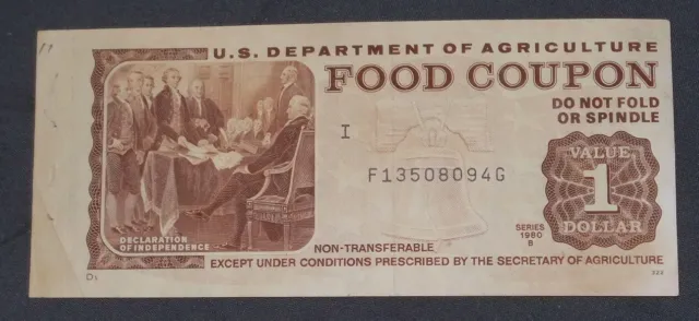 U.S.D.A. $1 Food Coupon Series 1980 B
