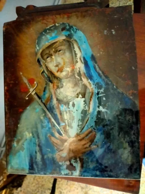 Dipinto su vetro madonna XVIII secolo italia - Painted on glass Madonna XVIII ce