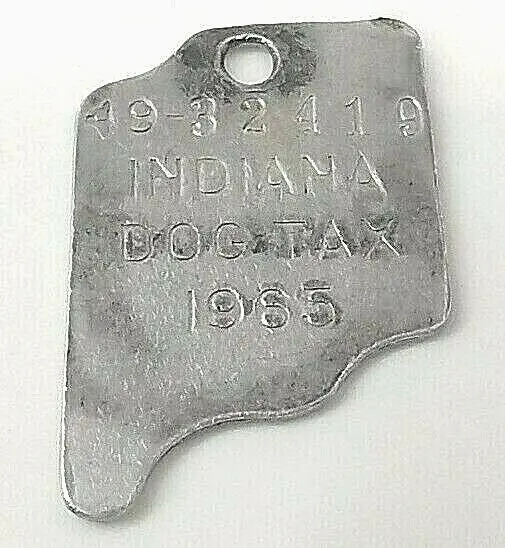 Vintage Dog Tax Tag License 1965 Indiana Exonumia Registration