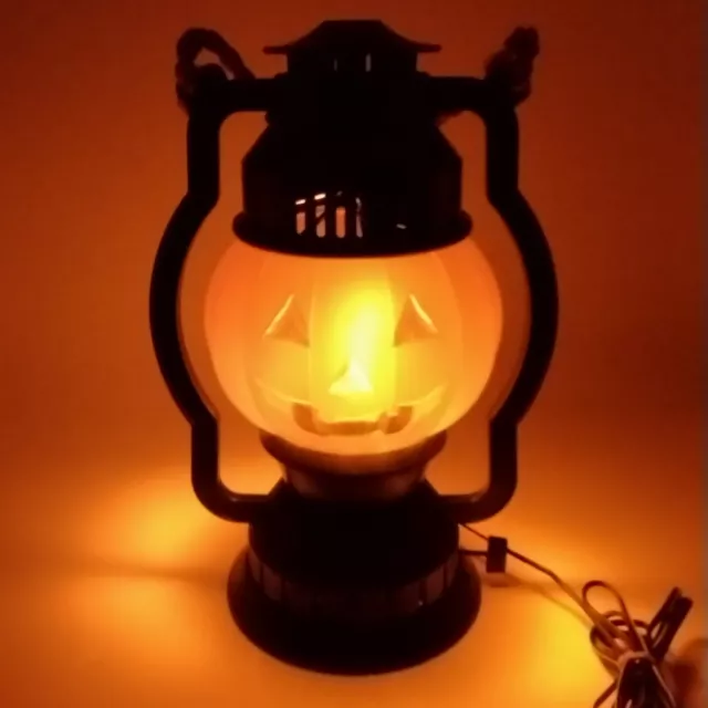 Halloween Pumpkin Lantern with Flame Motion Light Cracker Barrel Jack O'Lantern