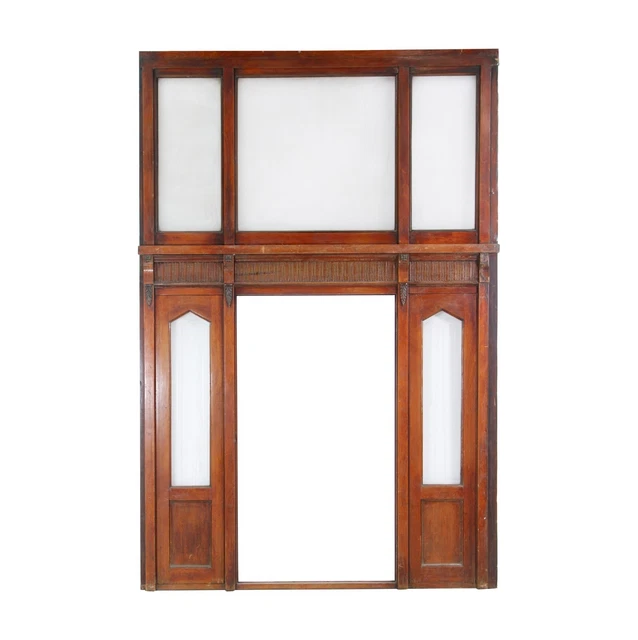 Large Door Frame with Textured Glass & Etched Glass Side Lites