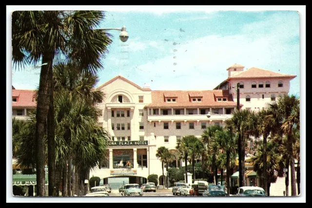 Daytona Beach FL Postcard Daytona Plaza Hotel Seabreeze Avenue Posted 1958 pc257