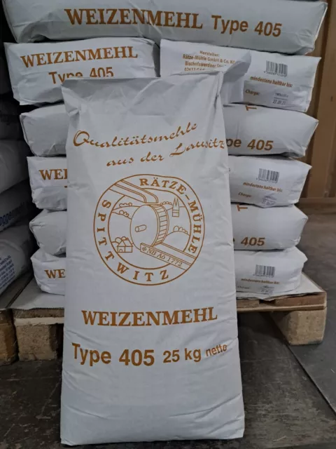 25 kg Weizenmehl Typ 405 regional naturbelassen Backmehl Mehl backen Brot Kuchen 2