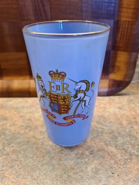 Vintage Queen Elizabeth II Coronation Glass Beaker.