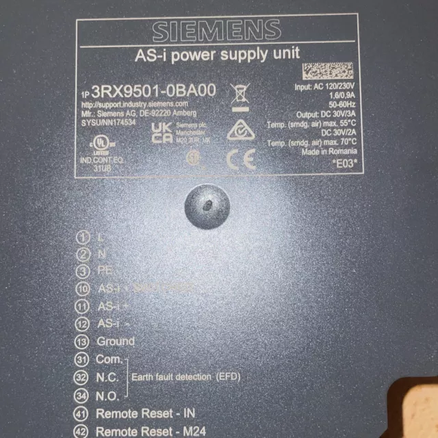 Siemens AS-Interface Power Supply 3A 3RX9 501-0BA00 ( 3RX9501-0BA00 ) E: 03 2