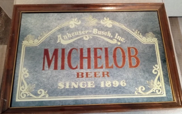 Vintage Anheuser-Busch Michelob Beer Since 1896 Framed Mirror Sign 18" x 26"