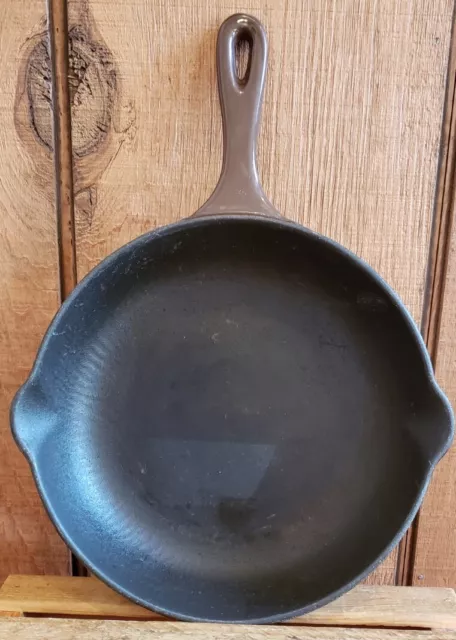 Vtg Le Creuset Enameled Cast Iron Skillet Frying Pan 9" #23 Brown Made In France