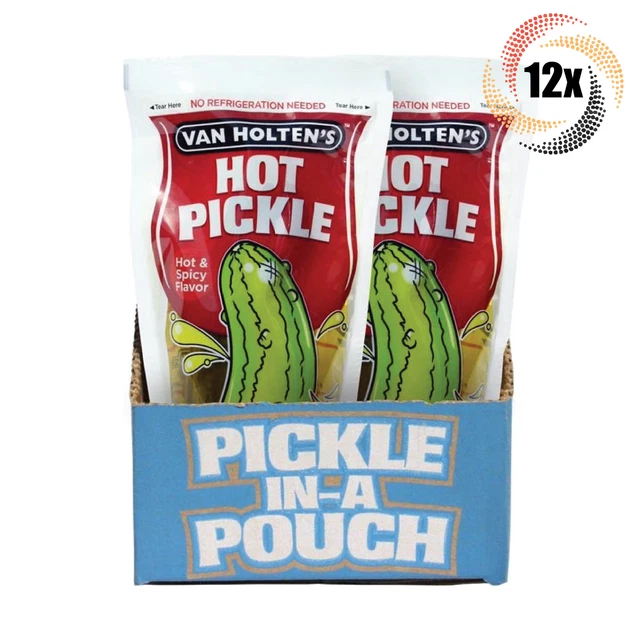 FULL BOX 12X Pouches Van Holten's Hot Pickle Jumbo Dill Pickle InA