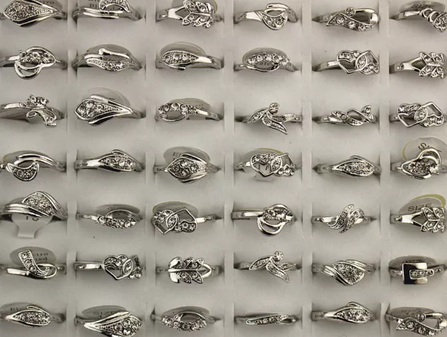 Wholesale Bulk Lots 40pcs Mixed Filled Clear Rhinestone Jewelry Women Rings 2