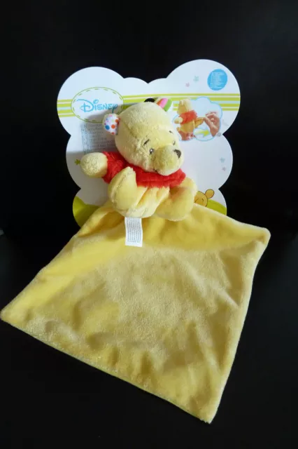 S - Doudou Peluche Disney Baby Nicotoy  Winnie  Mouchoir Jaune Tee Shirt Neuf