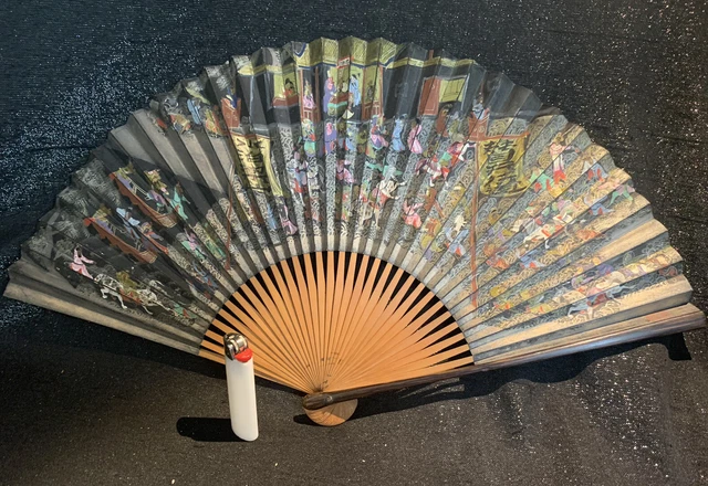 Rarität alter asiatischer Fächer Asien um 1900 handbemalt aus Sammlung