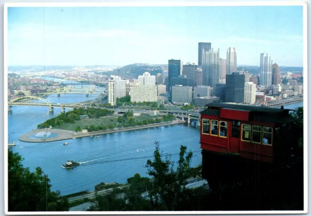 Postcard - Duquesne Incline (1877) & The Golden Triangle of Pittsburgh, PA