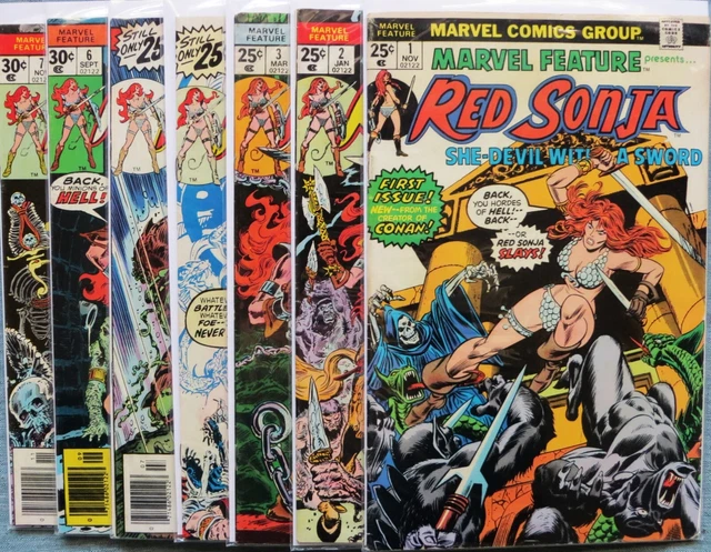 Marvel Feature 1-7 - 1975 - Red Sonja! Full Run!