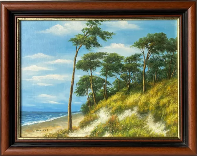 Ölbild Impressionist Bäume an der Ostsee Fischland Darss unleserlich signiert