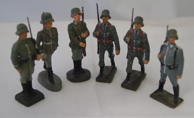 6 verschiedene Soldaten von Elastolin , Sammel- Massefiguren  (id. S21 )