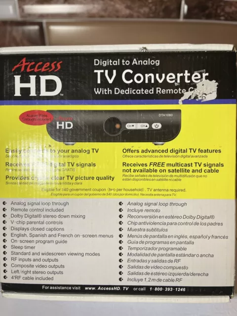 Access HD Digital to Analog TV Converter w/ Dedicated Remote Control DTA1080D