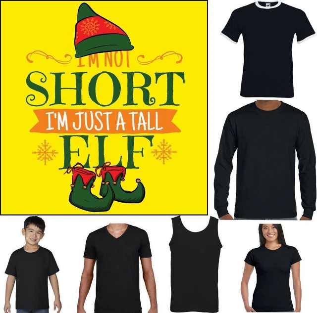 Divertente Natale T-Shirt Uomo I M Not Corto I'M Just A Alto Elfo Secret Babbo
