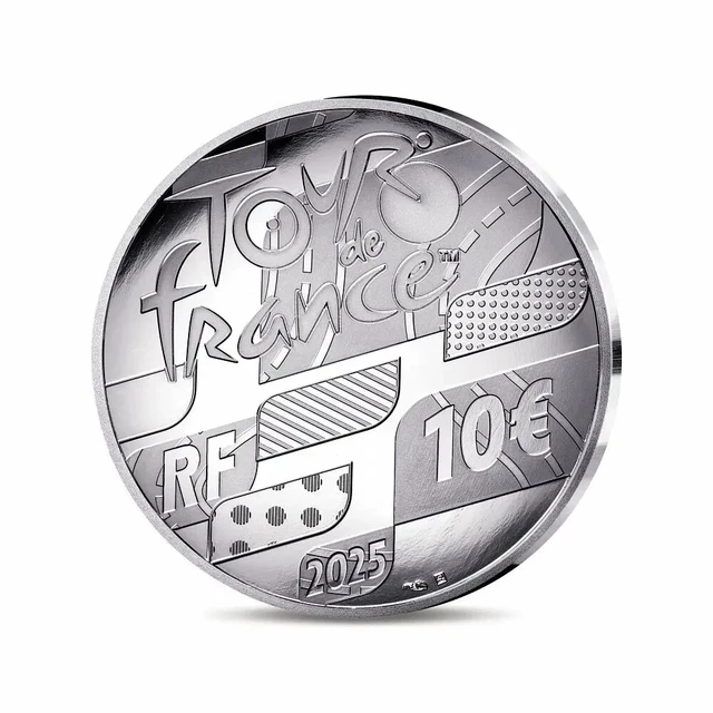 FRANCE 2025 TOUR De France 2025 Stage Map 10 Silver Coin Sport Bike FRANCE 2025 Tour De France 2025 Stage.webp