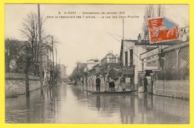 cpa 94 - HOUSES ALFORT Floodations RESTAURANT des 7 TREES Rue des DEUX MOULINS