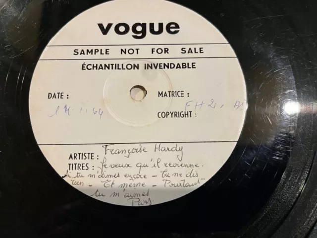 FRANCOISE HARDY rare LP TEST PRESSING VOGUE 1964 MAUVAIS ETAT