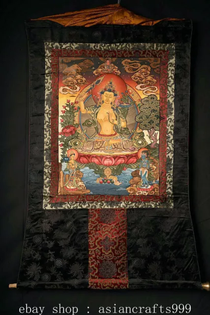 45.2" Old Tibetan Cloth Wenshu Manjushri Goddess Buddha Tangka Thangka Painting