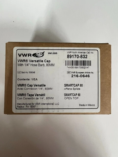 VWR 89170-832 Versatile Cap with 1/4 Inch Hose Barb 80 mm - NEW