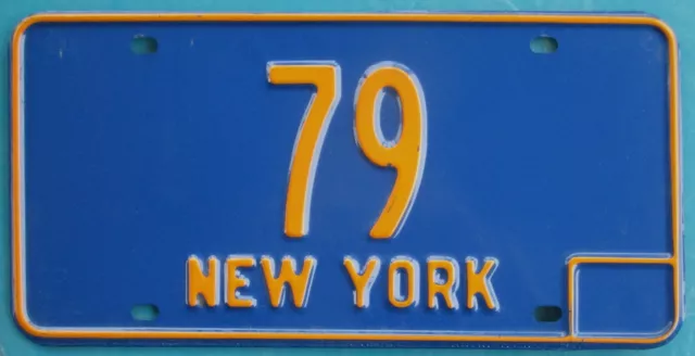 NEW YORK License Plate 1966 - 1973 - 2-Digit Low Number 79 - Unused