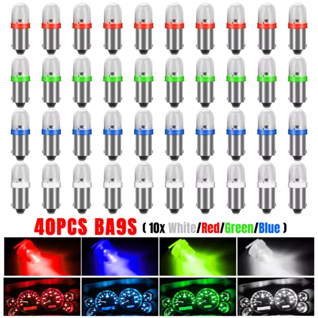 40PCS BA9S 1815 1895 LED Interior Dome Instrument Dash Panel Gauge Light Bulbs