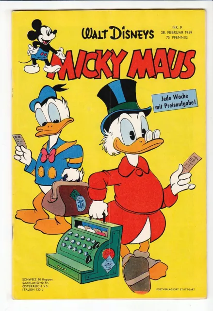 Micky Maus 1959 Nr. 9 altes Original Heft in guten Zustand !