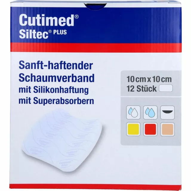 CUTIMED Siltec Plus Schaumverb.10x10 cm haftend 12 St PZN10204229