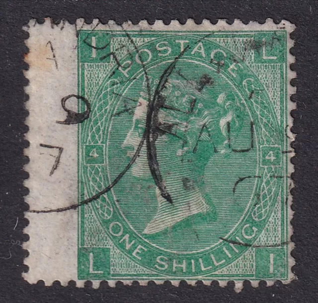 GREAT BRITAIN 1865-67 QV 1/- Deep Green SG 100 Pl 4 Used (CV £300)