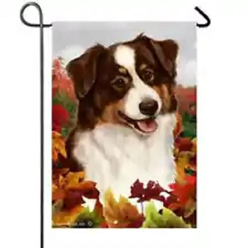 Fall Garden Flag (TB) - Red Tri Australian Shepherd